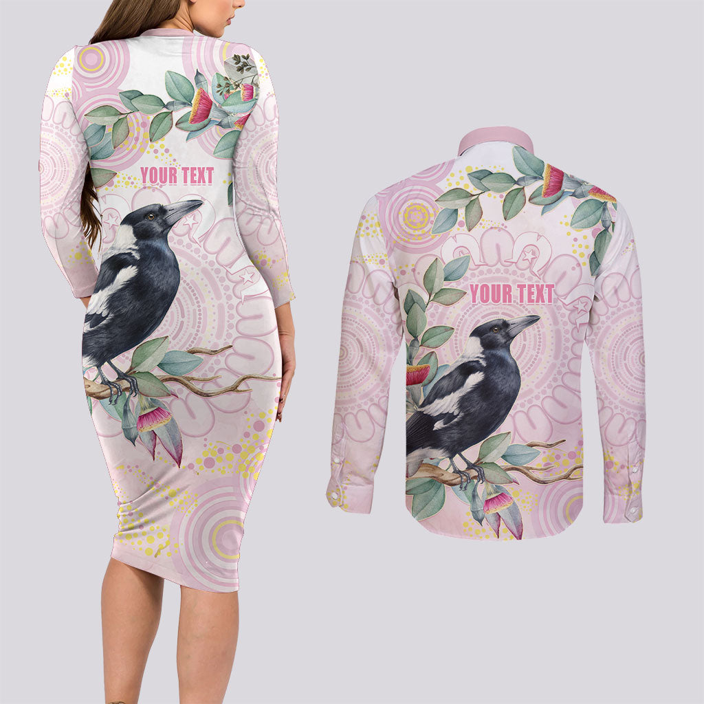Magpie NAIDOC Week 2026 Personalised Couples Matching Long Sleeve Bodycon Dress and Long Sleeve Button Shirt 50 Years Deadly Eucalyptus Blossoms Aboriginal Art