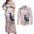 Magpie NAIDOC Week 2026 Personalised Couples Matching Off Shoulder Maxi Dress and Long Sleeve Button Shirt 50 Years Deadly Eucalyptus Blossoms Aboriginal Art