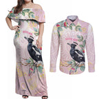 Magpie NAIDOC Week 2026 Personalised Couples Matching Off Shoulder Maxi Dress and Long Sleeve Button Shirt 50 Years Deadly Eucalyptus Blossoms Aboriginal Art