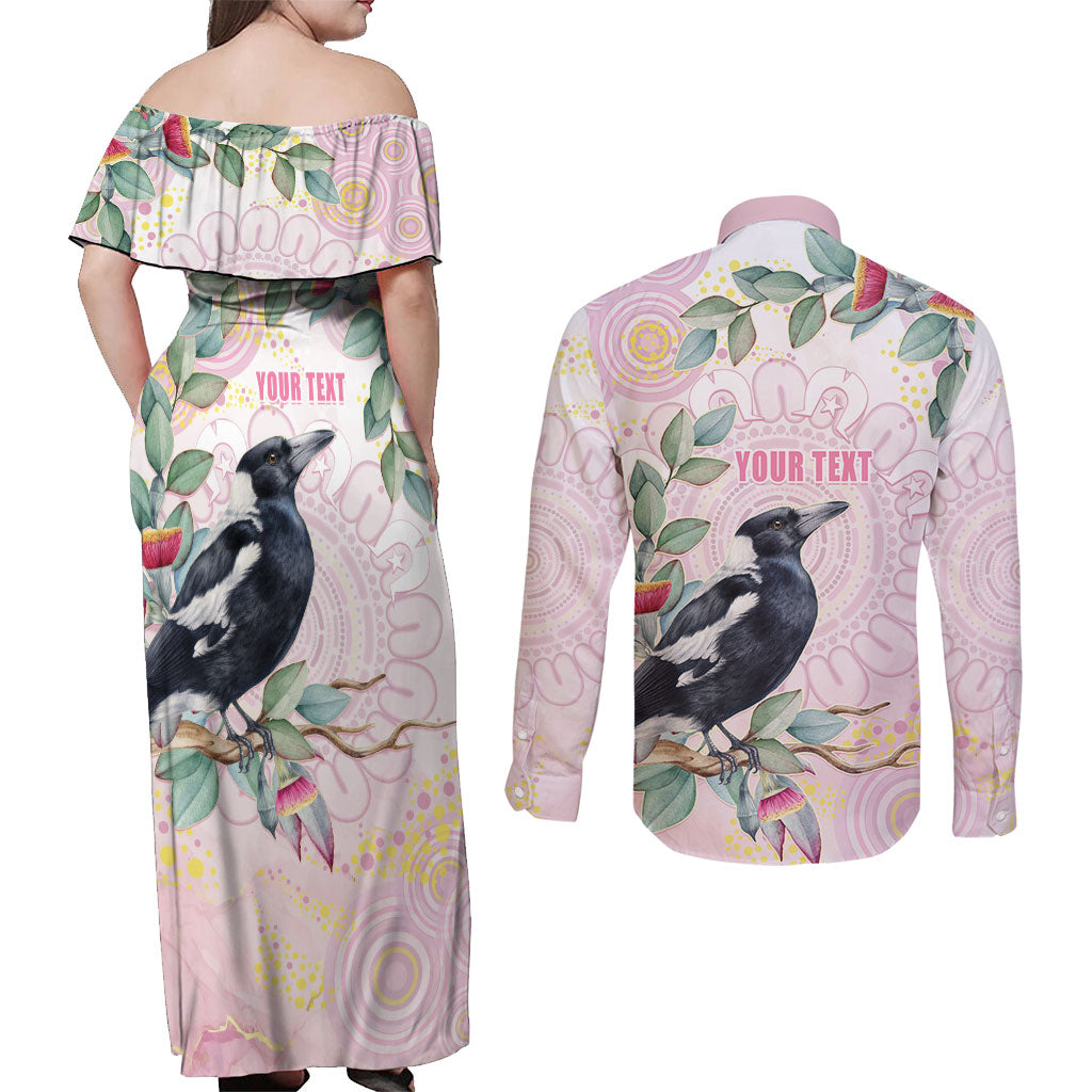 Magpie NAIDOC Week 2026 Personalised Couples Matching Off Shoulder Maxi Dress and Long Sleeve Button Shirt 50 Years Deadly Eucalyptus Blossoms Aboriginal Art