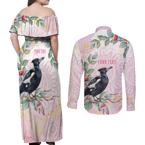 Magpie NAIDOC Week 2026 Personalised Couples Matching Off Shoulder Maxi Dress and Long Sleeve Button Shirt 50 Years Deadly Eucalyptus Blossoms Aboriginal Art