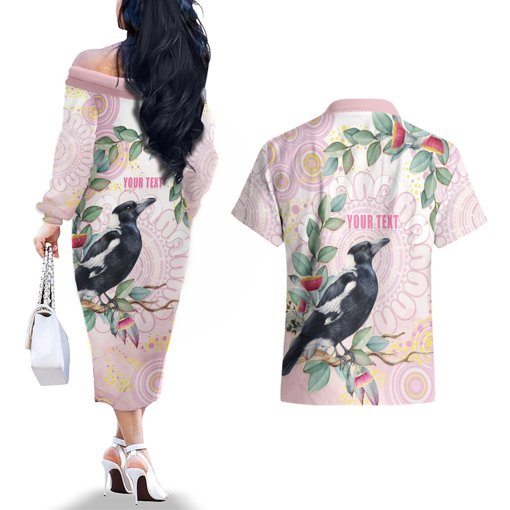 Magpie NAIDOC Week 2026 Personalised Couples Matching Off The Shoulder Long Sleeve Dress and Hawaiian Shirt 50 Years Deadly Eucalyptus Blossoms Aboriginal Art