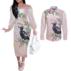 Magpie NAIDOC Week 2026 Personalised Couples Matching Off The Shoulder Long Sleeve Dress and Long Sleeve Button Shirt 50 Years Deadly Eucalyptus Blossoms Aboriginal Art
