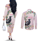 Magpie NAIDOC Week 2026 Personalised Couples Matching Off The Shoulder Long Sleeve Dress and Long Sleeve Button Shirt 50 Years Deadly Eucalyptus Blossoms Aboriginal Art