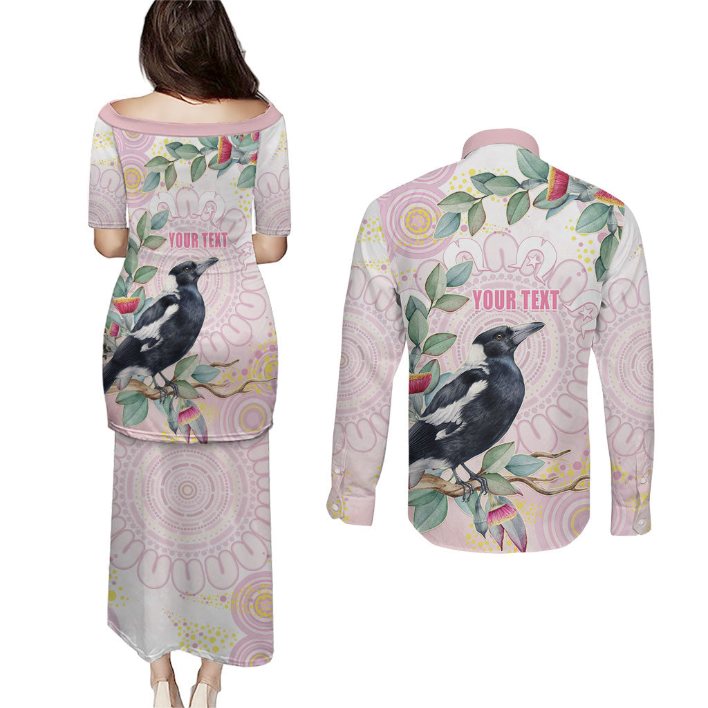 Magpie NAIDOC Week 2026 Personalised Couples Matching Puletasi and Long Sleeve Button Shirt 50 Years Deadly Eucalyptus Blossoms Aboriginal Art