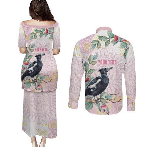 Magpie NAIDOC Week 2026 Personalised Couples Matching Puletasi and Long Sleeve Button Shirt 50 Years Deadly Eucalyptus Blossoms Aboriginal Art