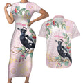Magpie NAIDOC Week 2026 Personalised Couples Matching Short Sleeve Bodycon Dress and Hawaiian Shirt 50 Years Deadly Eucalyptus Blossoms Aboriginal Art