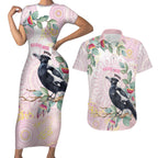 Magpie NAIDOC Week 2026 Personalised Couples Matching Short Sleeve Bodycon Dress and Hawaiian Shirt 50 Years Deadly Eucalyptus Blossoms Aboriginal Art