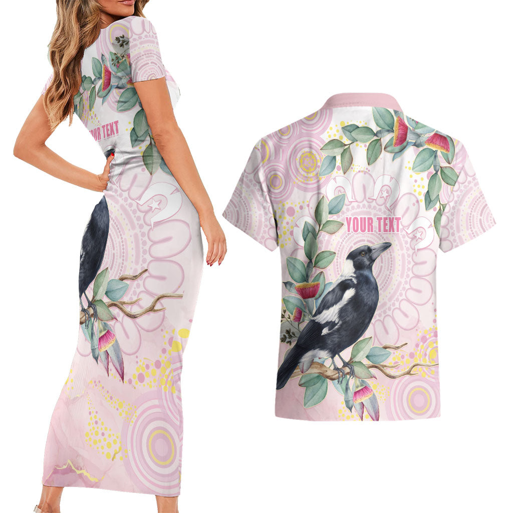 Magpie NAIDOC Week 2026 Personalised Couples Matching Short Sleeve Bodycon Dress and Hawaiian Shirt 50 Years Deadly Eucalyptus Blossoms Aboriginal Art