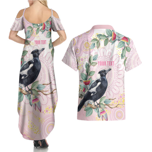 Magpie NAIDOC Week 2026 Personalised Couples Matching Summer Maxi Dress and Hawaiian Shirt 50 Years Deadly Eucalyptus Blossoms Aboriginal Art