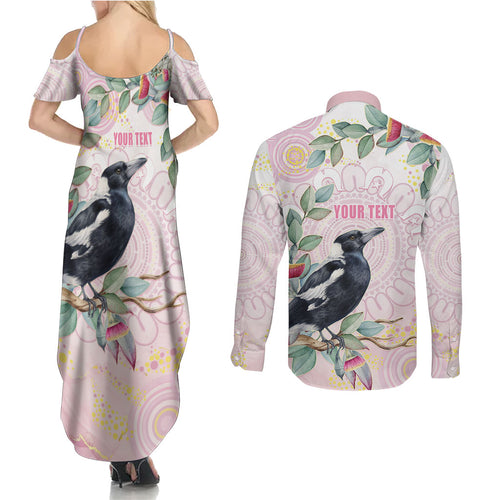 Magpie NAIDOC Week 2026 Personalised Couples Matching Summer Maxi Dress and Long Sleeve Button Shirt 50 Years Deadly Eucalyptus Blossoms Aboriginal Art