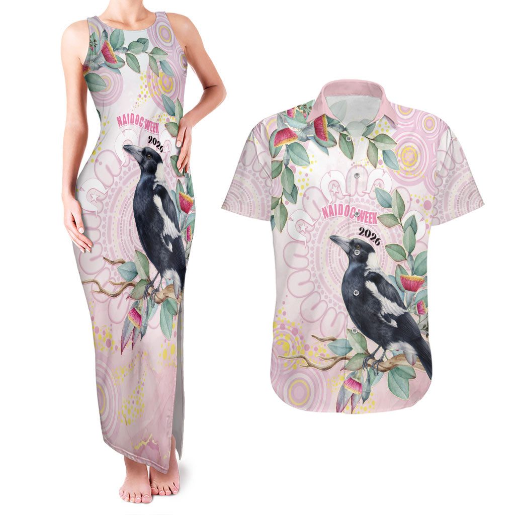 Magpie NAIDOC Week 2026 Personalised Couples Matching Tank Maxi Dress and Hawaiian Shirt 50 Years Deadly Eucalyptus Blossoms Aboriginal Art