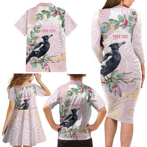 Magpie NAIDOC Week 2026 Personalised Family Matching Long Sleeve Bodycon Dress and Hawaiian Shirt 50 Years Deadly Eucalyptus Blossoms Aboriginal Art