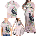 Magpie NAIDOC Week 2026 Personalised Family Matching Off Shoulder Maxi Dress and Hawaiian Shirt 50 Years Deadly Eucalyptus Blossoms Aboriginal Art