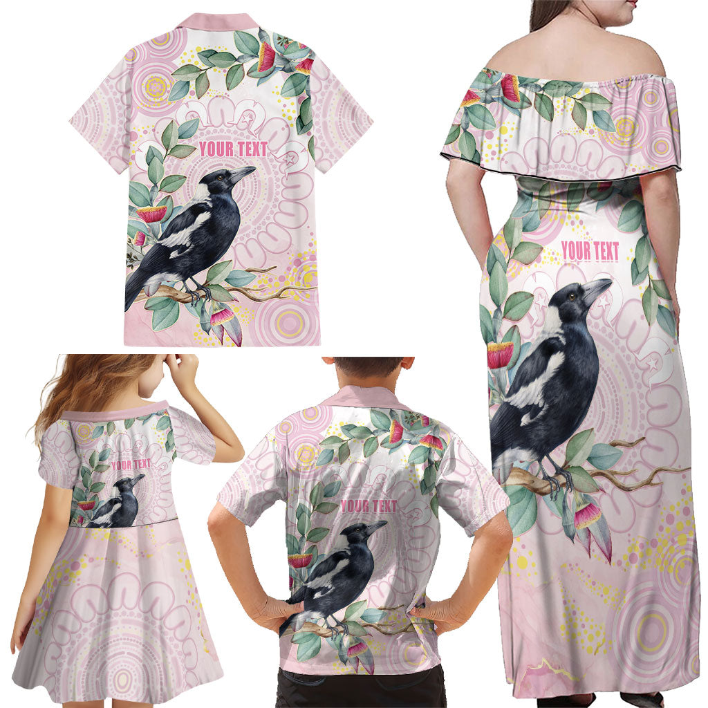 Magpie NAIDOC Week 2026 Personalised Family Matching Off Shoulder Maxi Dress and Hawaiian Shirt 50 Years Deadly Eucalyptus Blossoms Aboriginal Art