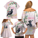 Magpie NAIDOC Week 2026 Personalised Family Matching Off Shoulder Short Dress and Hawaiian Shirt 50 Years Deadly Eucalyptus Blossoms Aboriginal Art