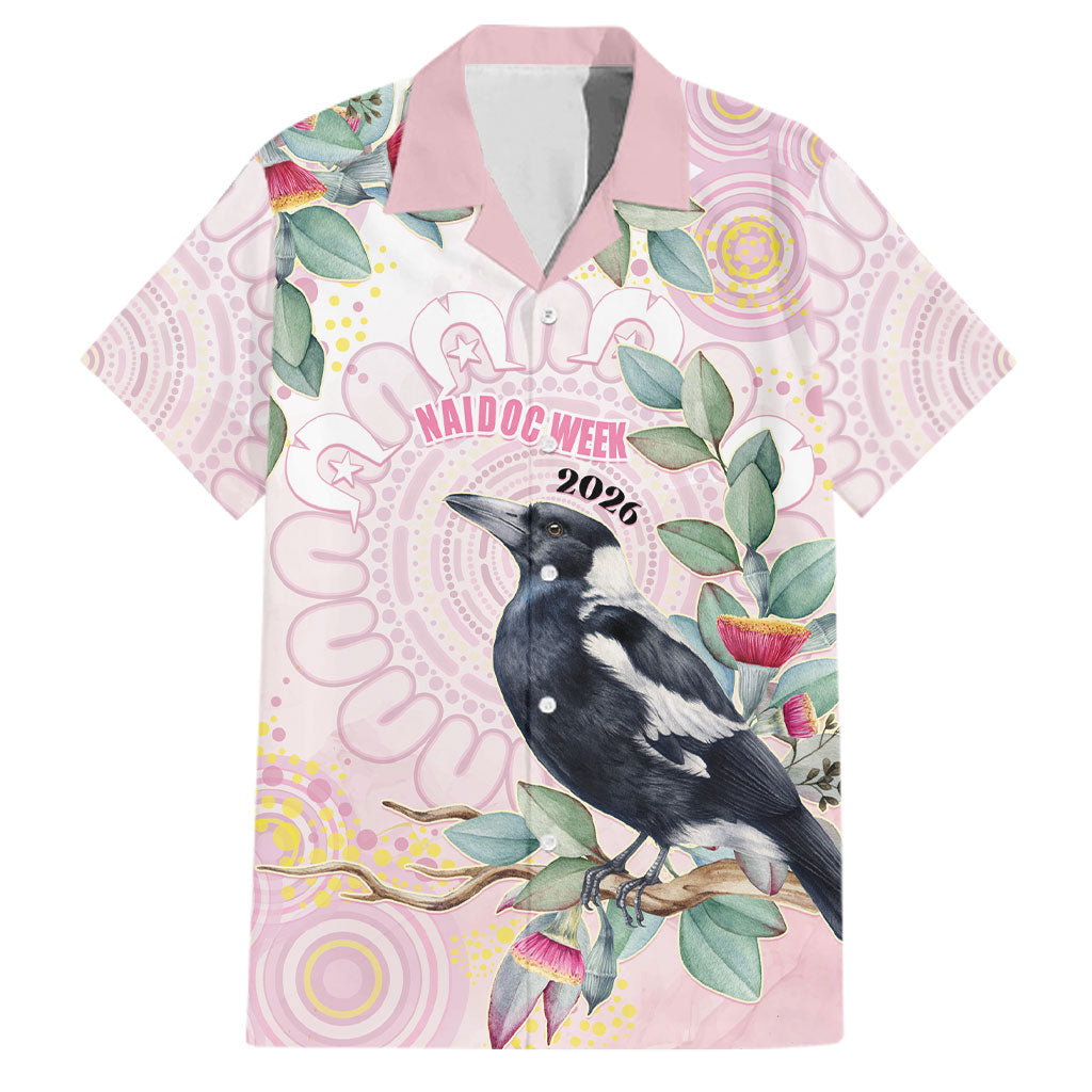 Magpie NAIDOC Week 2026 Personalised Family Matching Off Shoulder Short Dress and Hawaiian Shirt 50 Years Deadly Eucalyptus Blossoms Aboriginal Art