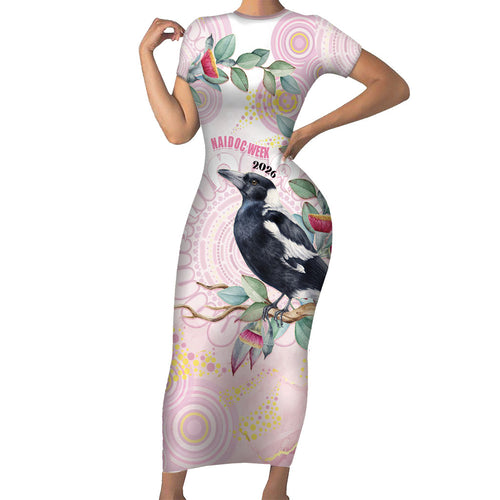 Magpie NAIDOC Week 2026 Personalised Family Matching Short Sleeve Bodycon Dress and Hawaiian Shirt 50 Years Deadly Eucalyptus Blossoms Aboriginal Art