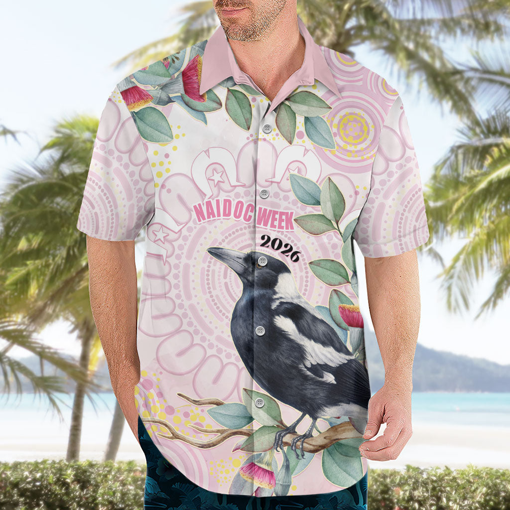 Magpie NAIDOC Week 2026 Personalised Hawaiian Shirt 50 Years Deadly Eucalyptus Blossoms Aboriginal Art