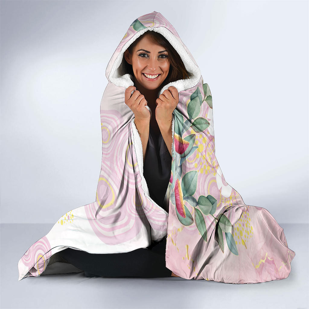 Magpie NAIDOC Week 2026 Personalised Hooded Blanket 50 Years Deadly Eucalyptus Blossoms Aboriginal Art