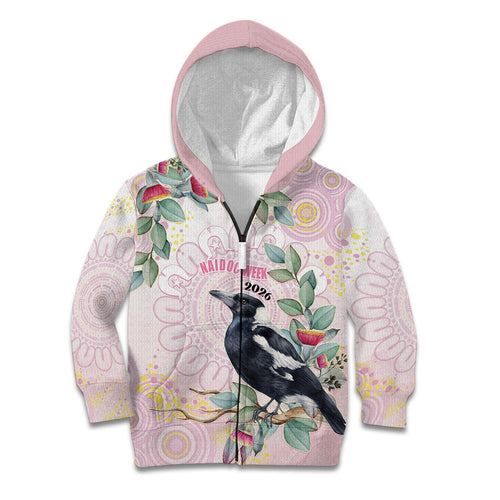 Magpie NAIDOC Week 2026 Personalised Kid Hoodie 50 Years Deadly Eucalyptus Blossoms Aboriginal Art