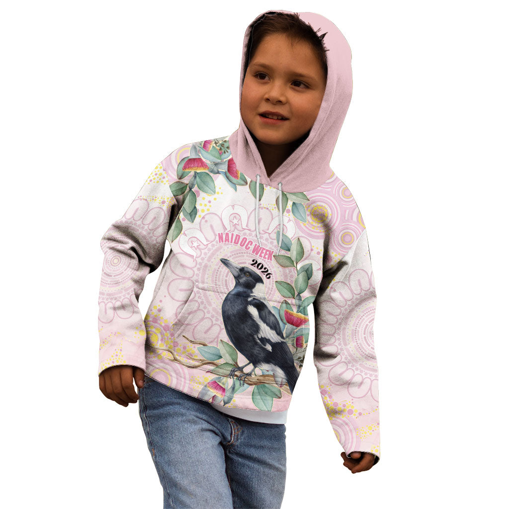Magpie NAIDOC Week 2026 Personalised Kid Hoodie 50 Years Deadly Eucalyptus Blossoms Aboriginal Art
