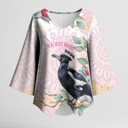 Magpie NAIDOC Week 2026 Personalised Kimono Sleeve Blouse 50 Years Deadly Eucalyptus Blossoms Aboriginal Art