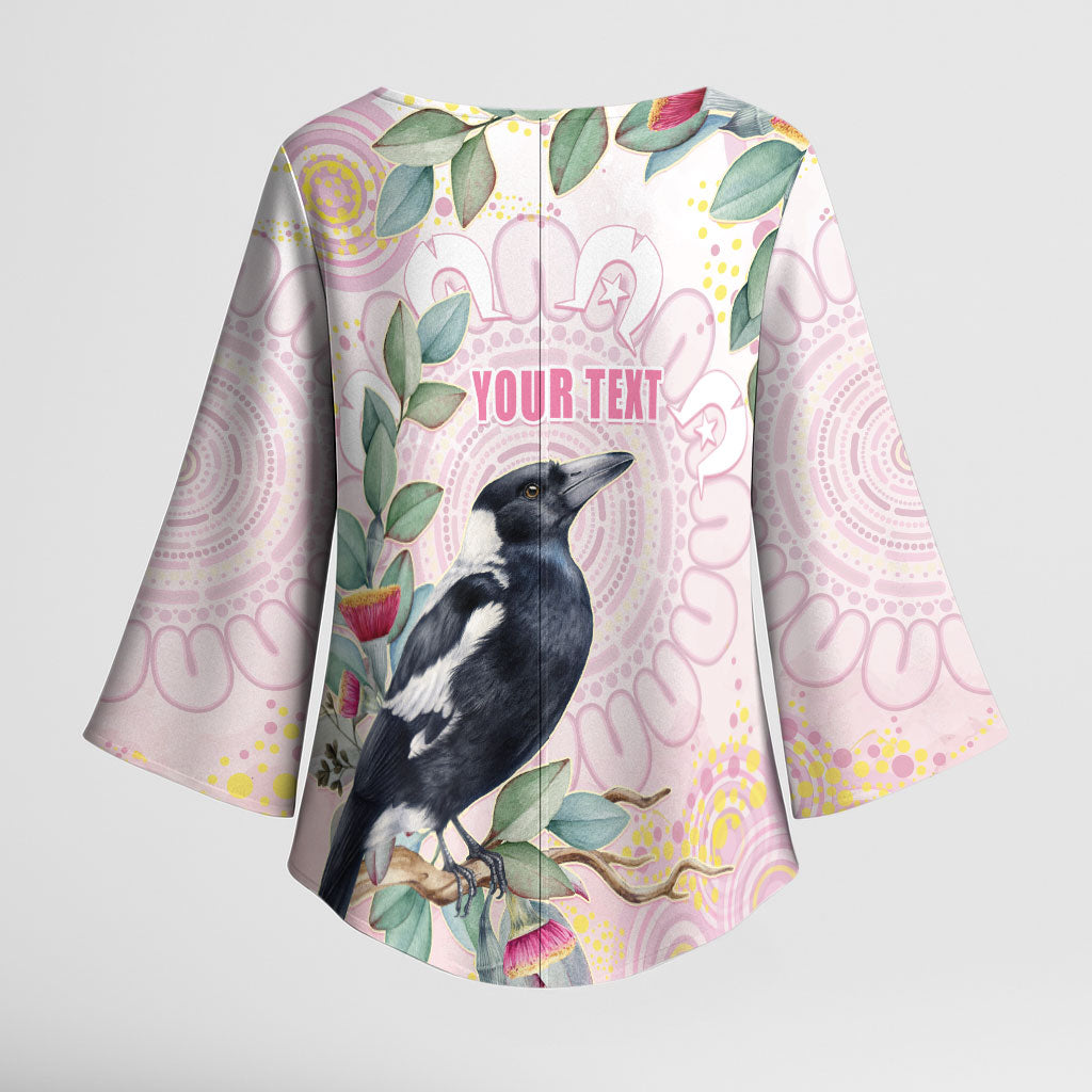 Magpie NAIDOC Week 2026 Personalised Kimono Sleeve Blouse 50 Years Deadly Eucalyptus Blossoms Aboriginal Art
