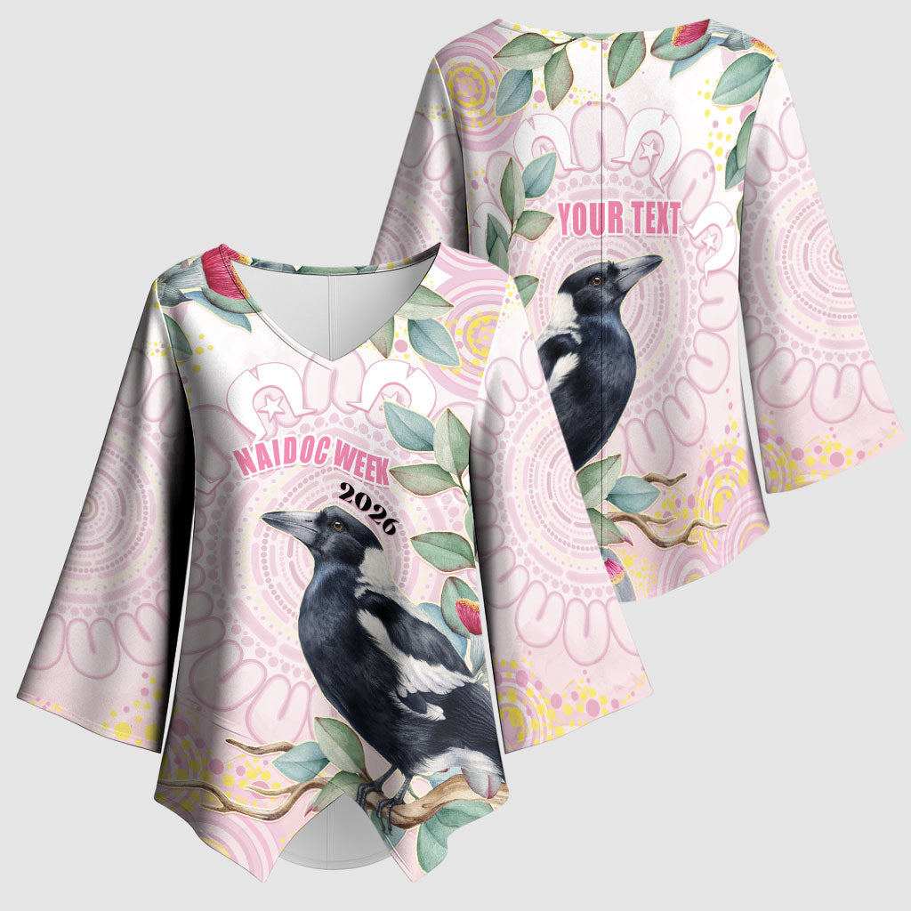 Magpie NAIDOC Week 2026 Personalised Kimono Sleeve Blouse 50 Years Deadly Eucalyptus Blossoms Aboriginal Art