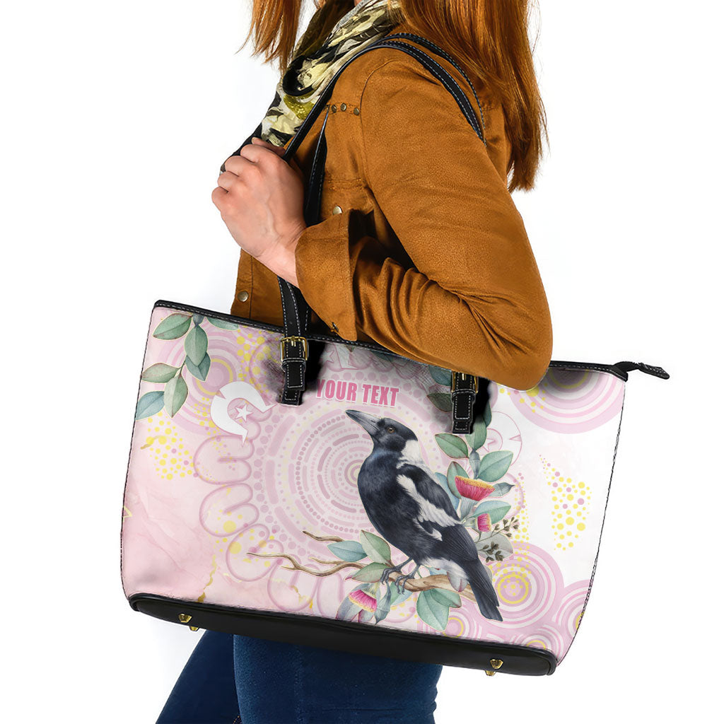 Magpie NAIDOC Week 2026 Personalised Leather Tote Bag 50 Years Deadly Eucalyptus Blossoms Aboriginal Art