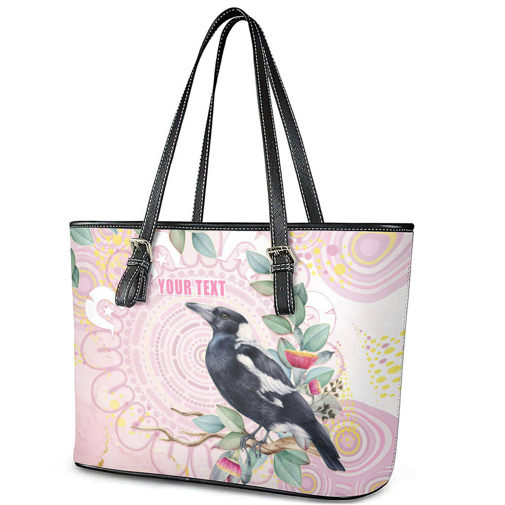 Magpie NAIDOC Week 2026 Personalised Leather Tote Bag 50 Years Deadly Eucalyptus Blossoms Aboriginal Art