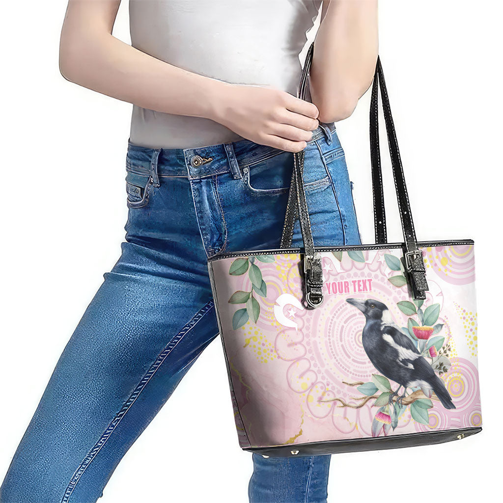 Magpie NAIDOC Week 2026 Personalised Leather Tote Bag 50 Years Deadly Eucalyptus Blossoms Aboriginal Art