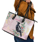 Magpie NAIDOC Week 2026 Personalised Leather Tote Bag 50 Years Deadly Eucalyptus Blossoms Aboriginal Art