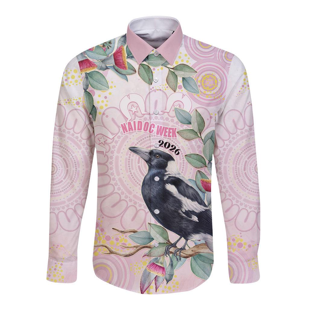Magpie NAIDOC Week 2026 Personalised Long Sleeve Button Shirt 50 Years Deadly Eucalyptus Blossoms Aboriginal Art