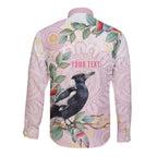 Magpie NAIDOC Week 2026 Personalised Long Sleeve Button Shirt 50 Years Deadly Eucalyptus Blossoms Aboriginal Art