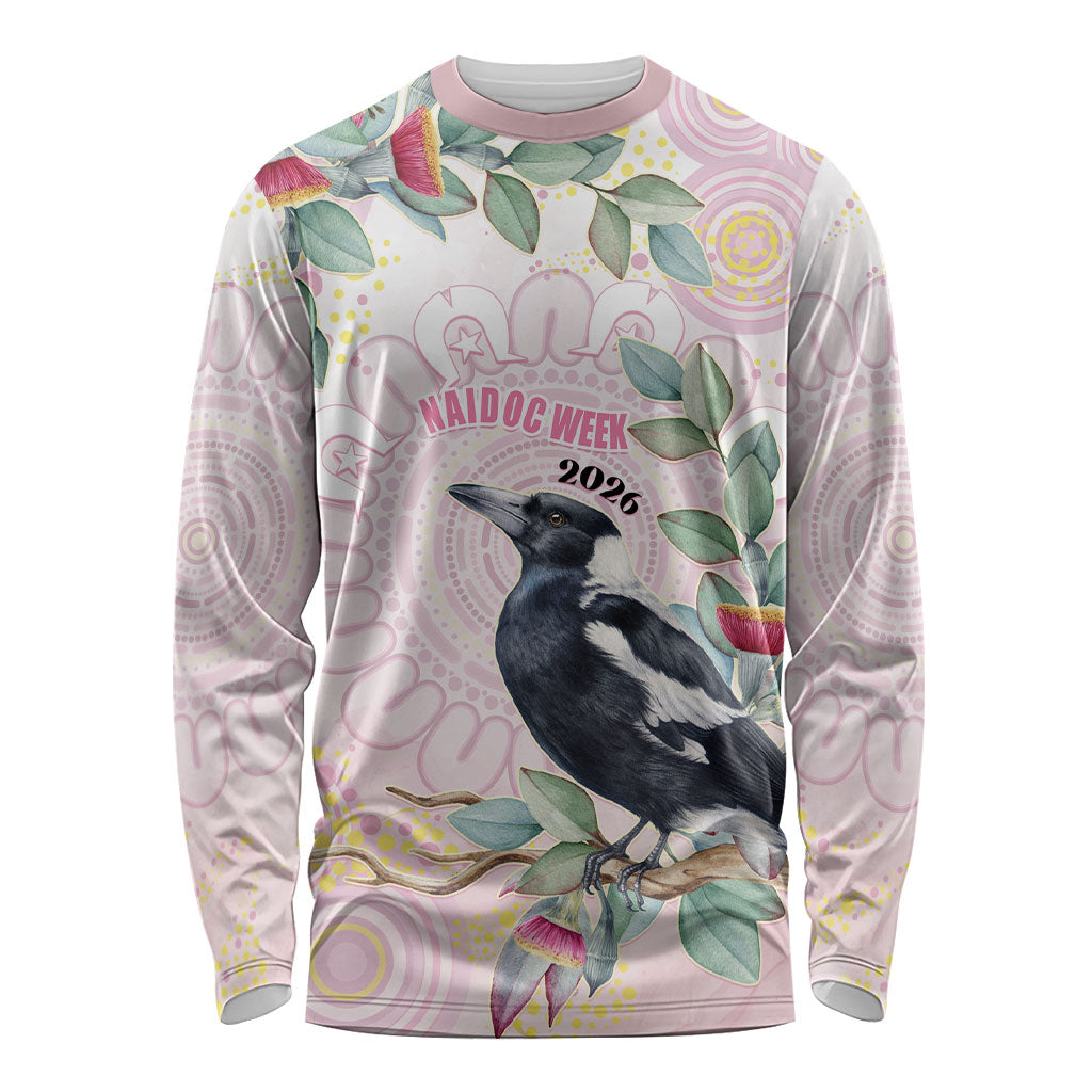 Magpie NAIDOC Week 2026 Personalised Long Sleeve Shirt 50 Years Deadly Eucalyptus Blossoms Aboriginal Art