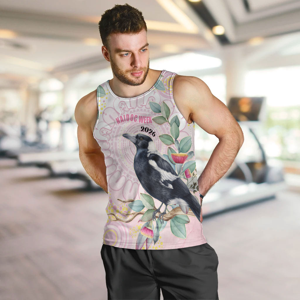 Magpie NAIDOC Week 2026 Personalised Men Tank Top 50 Years Deadly Eucalyptus Blossoms Aboriginal Art