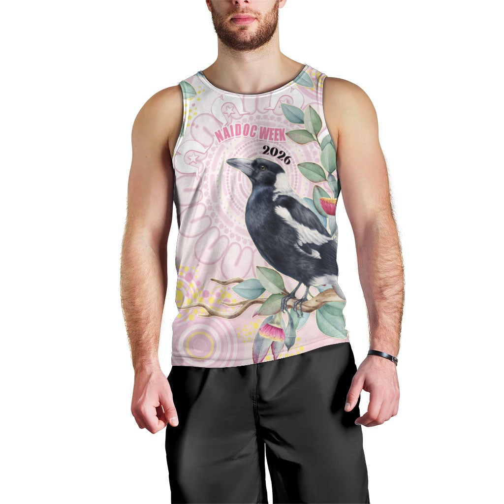 Magpie NAIDOC Week 2026 Personalised Men Tank Top 50 Years Deadly Eucalyptus Blossoms Aboriginal Art