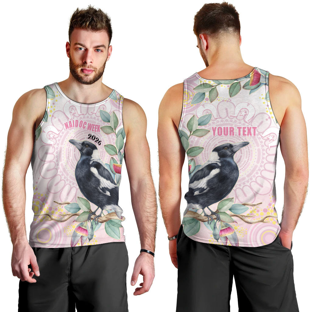 Magpie NAIDOC Week 2026 Personalised Men Tank Top 50 Years Deadly Eucalyptus Blossoms Aboriginal Art