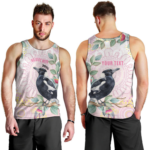 Magpie NAIDOC Week 2026 Personalised Men Tank Top 50 Years Deadly Eucalyptus Blossoms Aboriginal Art