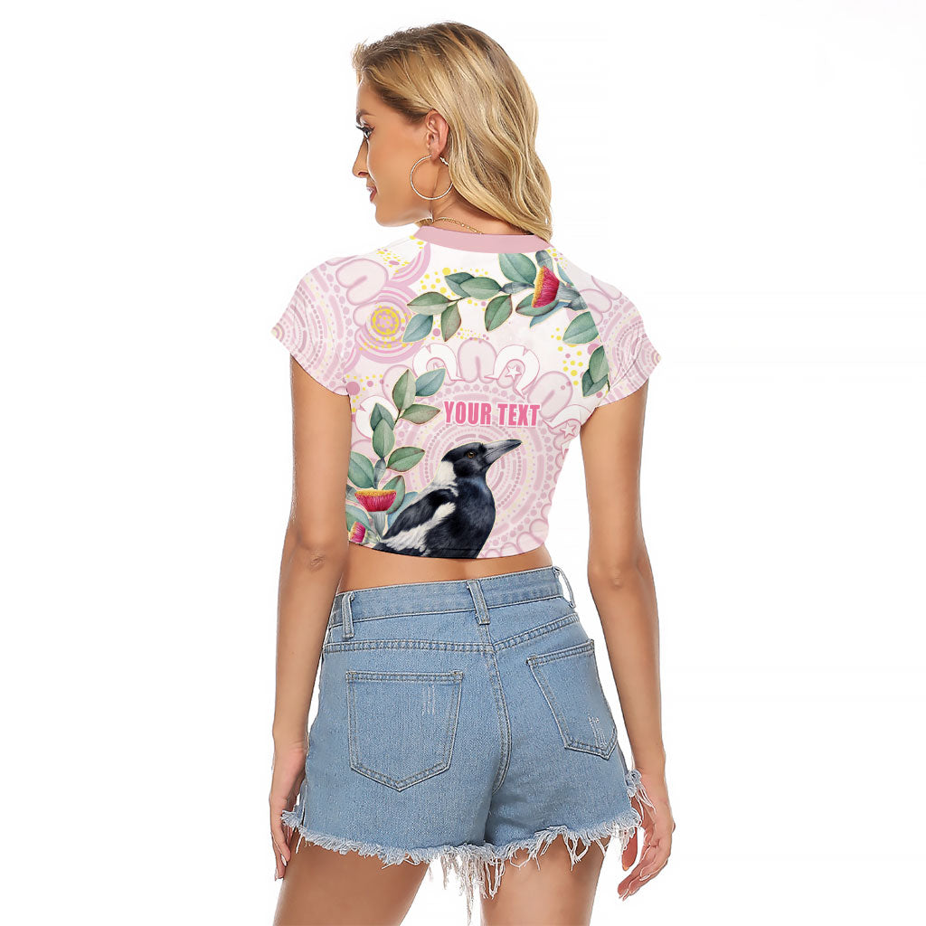 Magpie NAIDOC Week 2026 Personalised Raglan Cropped T Shirt 50 Years Deadly Eucalyptus Blossoms Aboriginal Art
