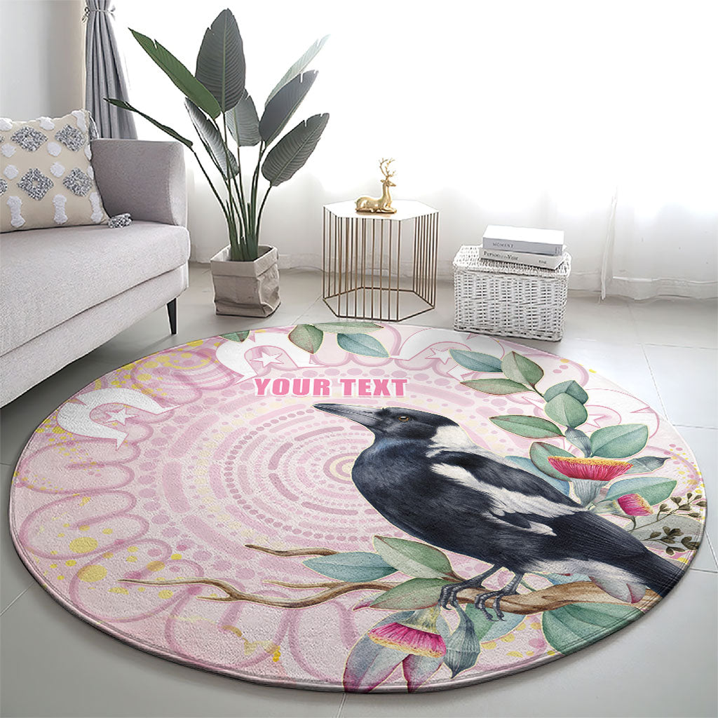 Magpie NAIDOC Week 2026 Personalised Round Carpet 50 Years Deadly Eucalyptus Blossoms Aboriginal Art