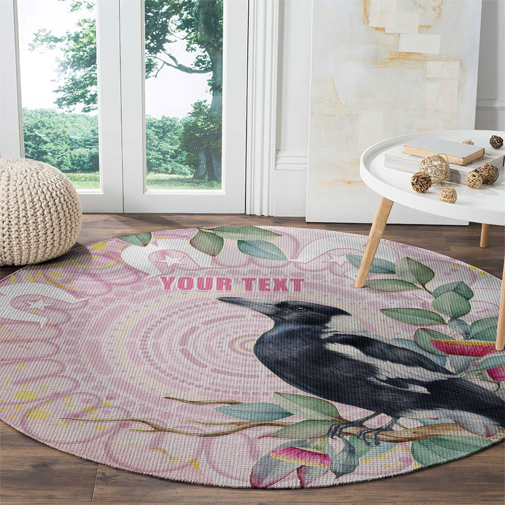 Magpie NAIDOC Week 2026 Personalised Round Carpet 50 Years Deadly Eucalyptus Blossoms Aboriginal Art