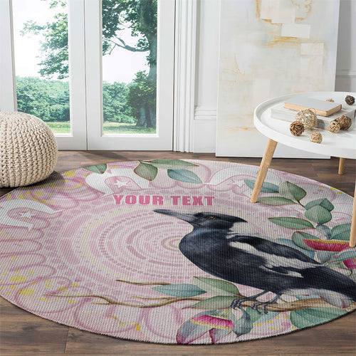 Magpie NAIDOC Week 2026 Personalised Round Carpet 50 Years Deadly Eucalyptus Blossoms Aboriginal Art