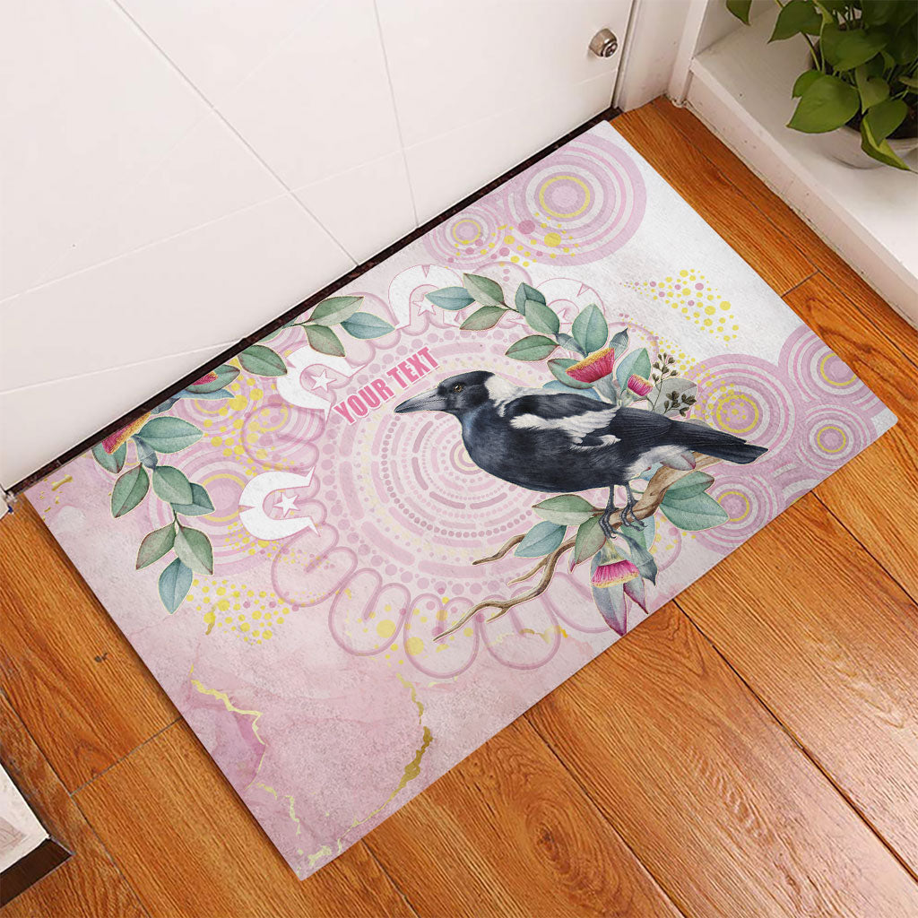 Magpie NAIDOC Week 2026 Personalised Rubber Doormat 50 Years Deadly Eucalyptus Blossoms Aboriginal Art