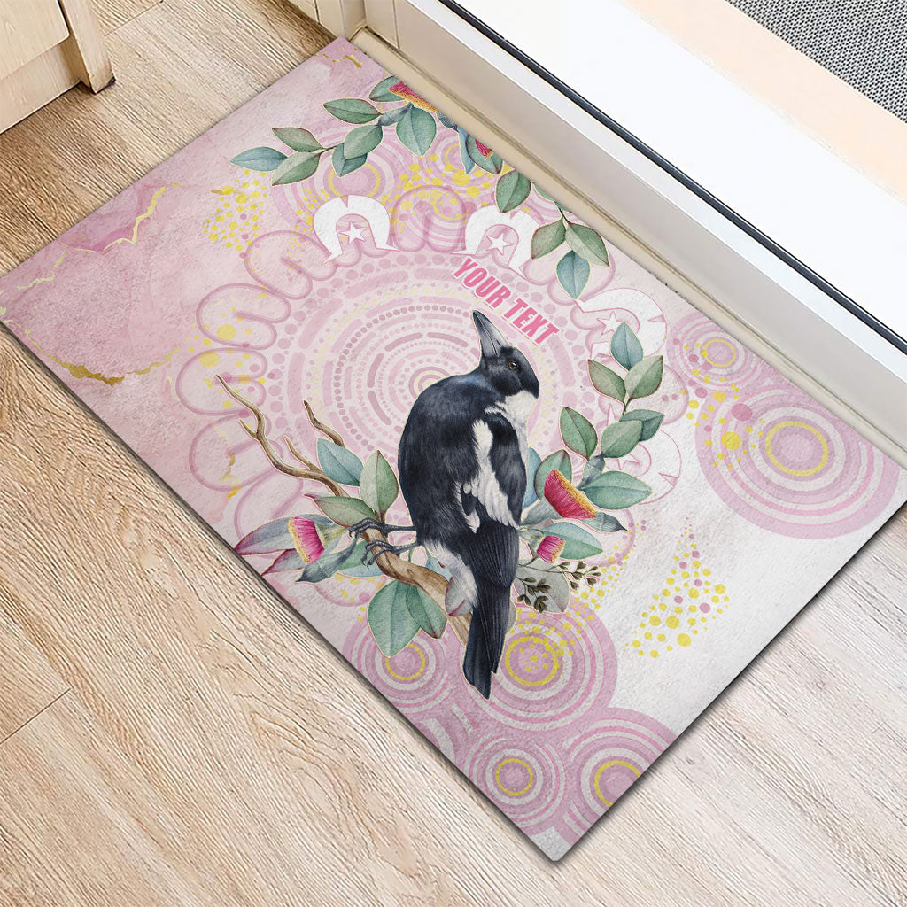 Magpie NAIDOC Week 2026 Personalised Rubber Doormat 50 Years Deadly Eucalyptus Blossoms Aboriginal Art