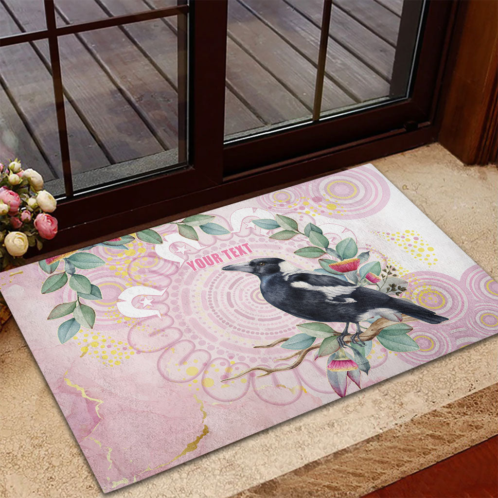 Magpie NAIDOC Week 2026 Personalised Rubber Doormat 50 Years Deadly Eucalyptus Blossoms Aboriginal Art