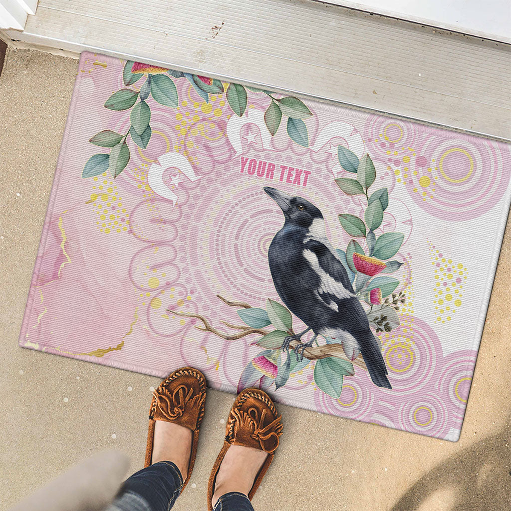 Magpie NAIDOC Week 2026 Personalised Rubber Doormat 50 Years Deadly Eucalyptus Blossoms Aboriginal Art