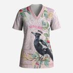 Magpie NAIDOC Week 2026 Personalised Scrub Top 50 Years Deadly Eucalyptus Blossoms Aboriginal Art