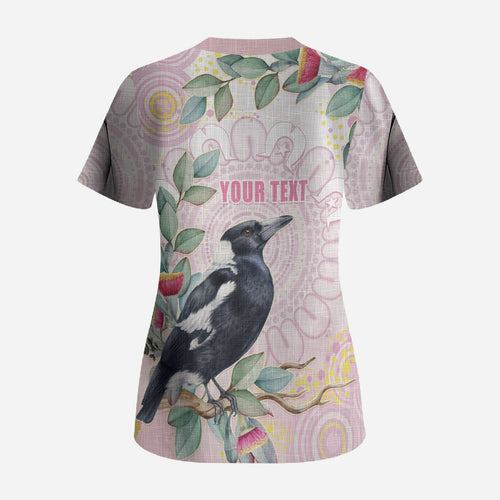 Magpie NAIDOC Week 2026 Personalised Scrub Top 50 Years Deadly Eucalyptus Blossoms Aboriginal Art
